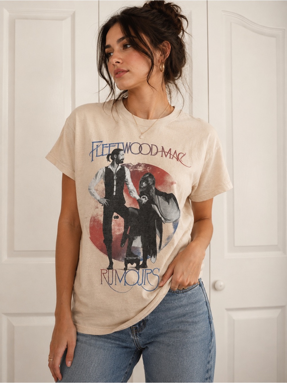 Fleetwood Mac Rumours Band Tee Small Cream Graphic T Shirt Stevie Nicks